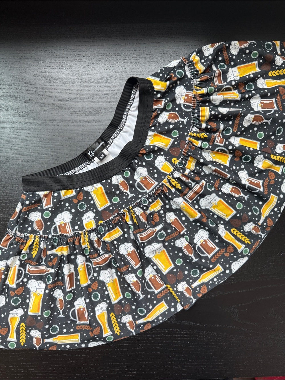 Black Beer Pattern Mini Skirt